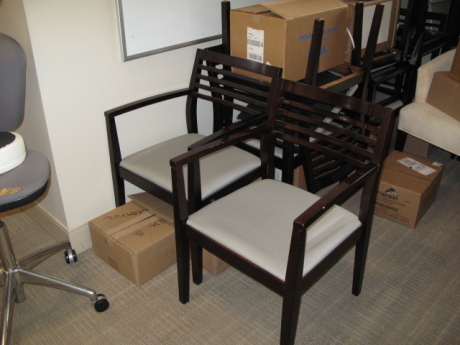 Room D101, Derm Waiting, Lot -- 8 Wood Armed Chair (some damaged) *** PLEASE NOTE: This lot is offered subject to bulk bid offer on lot 59