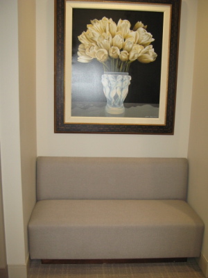 Hallway; Upholstered Settee - Approx. 5'; 2-Wall Art