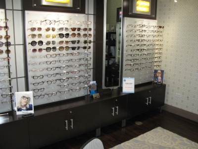 Lighted wall cases and display cases - NOTE IN PHOTO: We are only selling the wall and display cases--EYEWARE IS NOT INCLUDED.