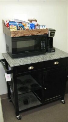 lot--cart, Westbend microwave and B&D coffee maker--SNACKS NOT INCLUDED *** PLEASE NOTE: This lot is offered subject to bulk bid offer on lot 118