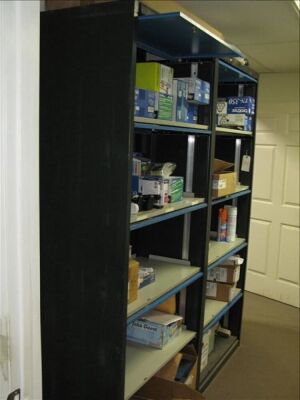 Lot--2 metal 5 drawer lateral file cabinets with contents--printer cartridges, etc. *** PLEASE NOTE: This lot is offered subject to bulk bid offer on lot 118